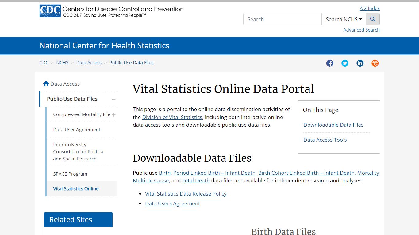 Data Access - Vital Statistics Online - Centers for Disease Control and ...